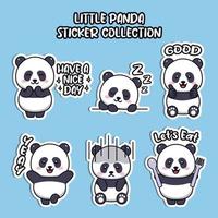 conjunto de emoji de mídia social emoticon animal coleção de adesivos de panda bonitinho vetor