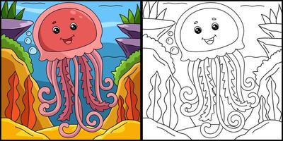 ilustração colorida de página para colorir de água-viva
