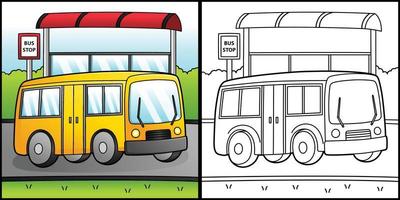 ilustração de veículo de página para colorir de ônibus vetor