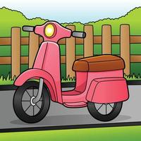 ilustração de veículo colorido de desenho animado de scooter vetor