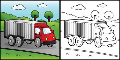 ilustração de veículo de página para colorir de caminhão vetor