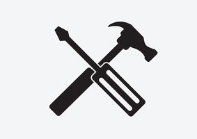 Ícone de ferramentas e martelo vetor