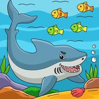 grande ilustração de desenho animado de tubarão branco vetor