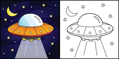 ilustração de veículo de página para colorir ufo vetor