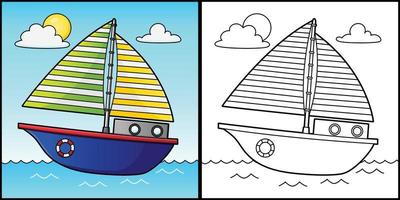 ilustração de veículo de página para colorir de veleiro vetor