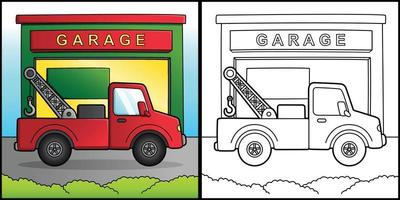 ilustração de veículo de página para colorir de caminhão de reboque vetor