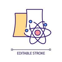 ícone de cor rgb da usina nuclear. Reator nuclear. convertendo água em vapor. estação de energia térmica. produção de calor. ilustração vetorial isolado. desenho de linha preenchido simples. traço editável vetor