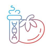 ícone de vetor linear gradiente de teste de gmo. detecção de modificação genética de alimentos. exame baseado em DNA e proteínas. símbolo de cor de linha fina. pictograma de estilo moderno. desenho de contorno isolado de vetor