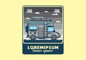 motorhome com ilustração plana de caixa de telhado vetor