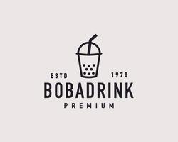 inspiração de design de logotipo de boba hipster de bebida de bolha retrô vintage vetor