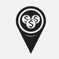 Ícone Pin Map Pointer Money vetor