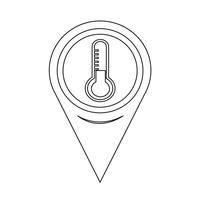 Ícone de termômetro de ponteiro de mapa vetor
