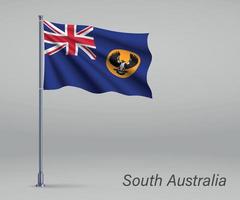 bandeira do sul da austrália - estado da austrália no mastro da bandeira. vetor