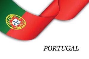 acenando a fita ou banner com bandeira de portugal vetor