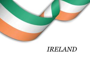 acenando a fita ou banner com bandeira da Irlanda vetor