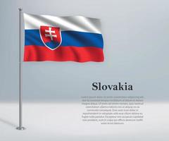 acenando a bandeira da eslováquia no mastro da bandeira. modelo para independência d vetor