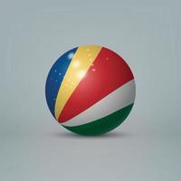 3d bola de plástico brilhante realista ou esfera com bandeira de seychell vetor