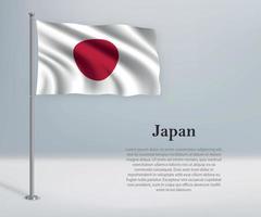 acenando a bandeira do japão no mastro. modelo para o dia da independência vetor