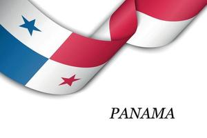 acenando a fita ou banner com bandeira do panamá vetor