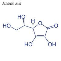 fórmula esquelética vetorial do ácido ascórbico. molécula química da droga vetor