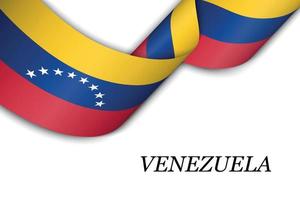 acenando a fita ou banner com bandeira da venezuela