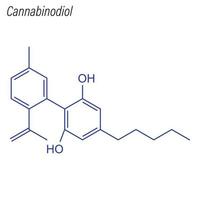 fórmula esquelética vetorial do canabinodiol. molécula química da droga vetor