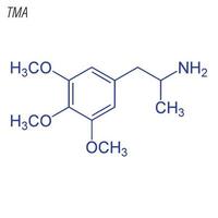 fórmula esquelética vetorial de tma. molécula química da droga. vetor