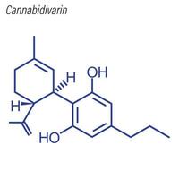 fórmula esquelética vetorial da canabidivarina. molécula química da droga vetor