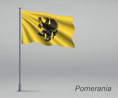 acenando a bandeira da voivodia da pomerânia - província da polônia na fla vetor