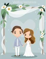bonito noiva e noivo para cartão de convites de casamento vetor