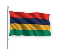 Bandeira de ondulação 3D Maurícia isolada no fundo branco. vetor