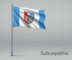 acenando a bandeira da voivodia da subcarpácia - província da polônia em vetor