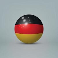 3d bola de plástico brilhante realista ou esfera com bandeira da alemanha vetor