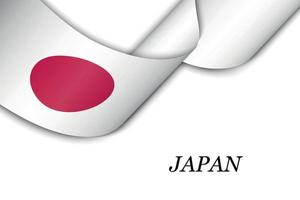 acenando a fita ou banner com bandeira do japão vetor