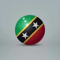 3d bola de plástico brilhante realista ou esfera com bandeira de saint ki vetor