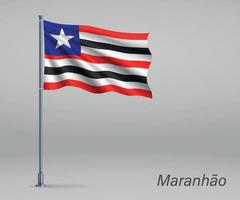 bandeira do maranhao - estado do brasil no mastro da bandeira. modelo vetor