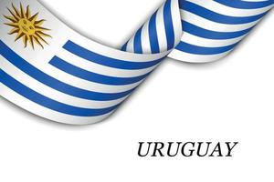 acenando a fita ou banner com bandeira do uruguai vetor