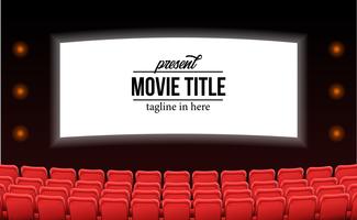 assentos vermelhos vazios no filme de teatro anunciar mock up modelo conceito vetor