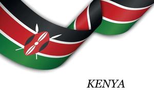 acenando a fita ou banner com bandeira do Quênia. vetor