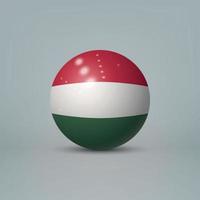 Bola ou esfera de plástico brilhante realista 3D com bandeira da Hungria vetor