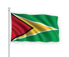 3D acenando a bandeira da Guiana isolada no fundo branco. vetor