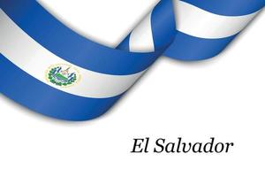 acenando a fita ou banner com bandeira de el salvador vetor