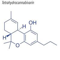 fórmula esquelética vetorial de tetrahidrocanabivarina. droga química vetor