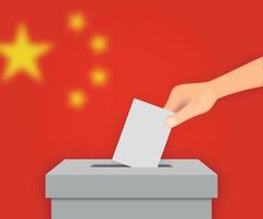 fundo de bandeira de eleição da china. urna com modelo de bandeira turva para seu projeto vetor
