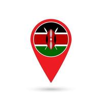 ponteiro de mapa com contry kenya. bandeira do Quênia. ilustração vetorial. vetor