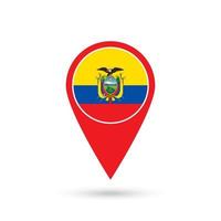 ponteiro de mapa com contry equador. bandeira do Equador. ilustração vetorial. vetor