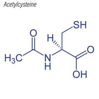 fórmula esquelética vetorial da acetilcisteína. molécula química da droga vetor