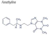 fórmula esquelética vetorial da fenetilina. molécula química da droga. vetor