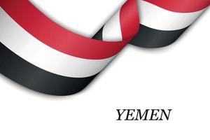 acenando a fita ou banner com bandeira do Iêmen vetor
