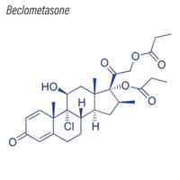 fórmula esquelética vetorial da beclometasona. molécula química da droga vetor